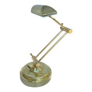 Mid 20th Century Sculptural Adjustable Brass Piano Lamp, Modernist Desk Light. For Sale