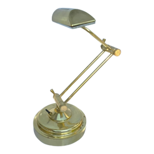 Mid 20th Century Sculptural Adjustable Brass Piano Lamp, Modernist Desk Light.