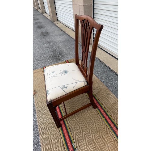 A Antique English Mahogany Gothic Georgian Side Chair, 18th Century For Sale - Image 4 of 12
