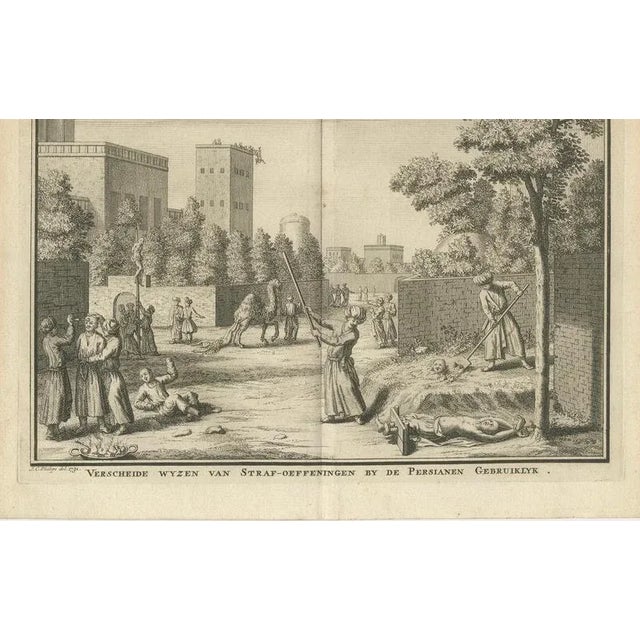 Persian Punishments – 18th-Century Engraving of Judicial Practices, by J.C. Philips, 1754 This dramatic and rare 18th-...