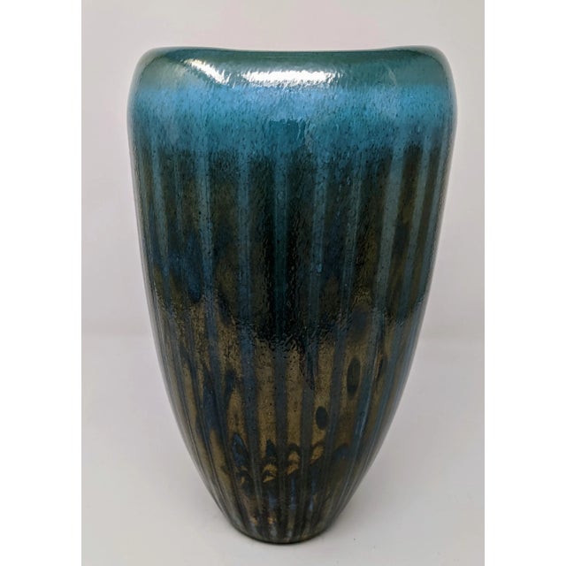 Organic Modern Studio a by Global Views Gold and Teal Handmade Vase For Sale In Providence - Image 6 of 8