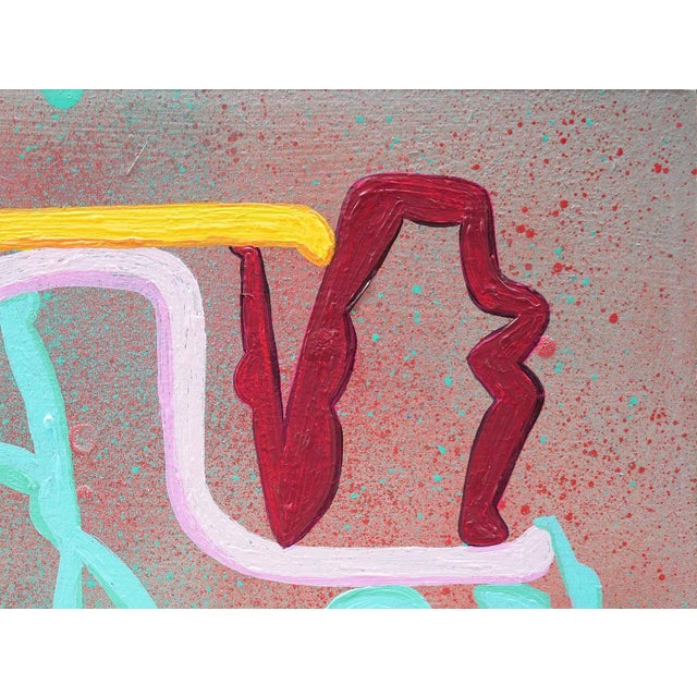 Wood Peter Healy "Standing Ovation" Blue, Pink, Red, and Gray Abstract Contemporary Painting, 2022 For Sale - Image 7 of 12