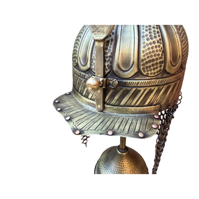 Metal Handcrafted Brass Tabletop Helmet For Sale - Image 7 of 13