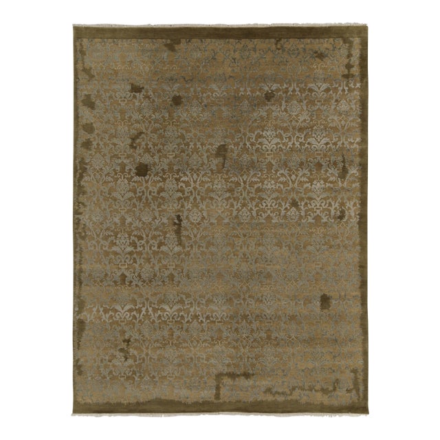 Rug & Kilim’s European Style Contemporary Rug in Beige-Brown With Blue Floral Patterns For Sale