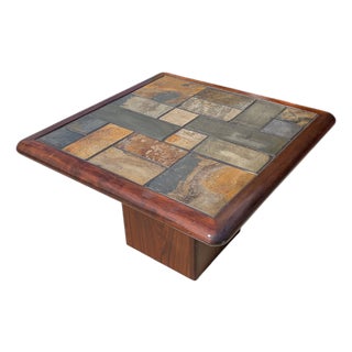 1970s Mid Century Slate Top Coffee Table After Sven Olsen For Sale