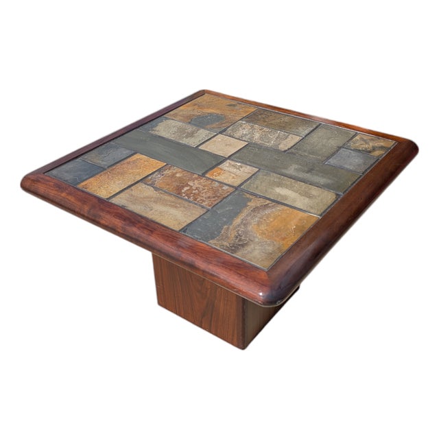 1970s Mid Century Slate Top Coffee Table After Sven Olsen For Sale