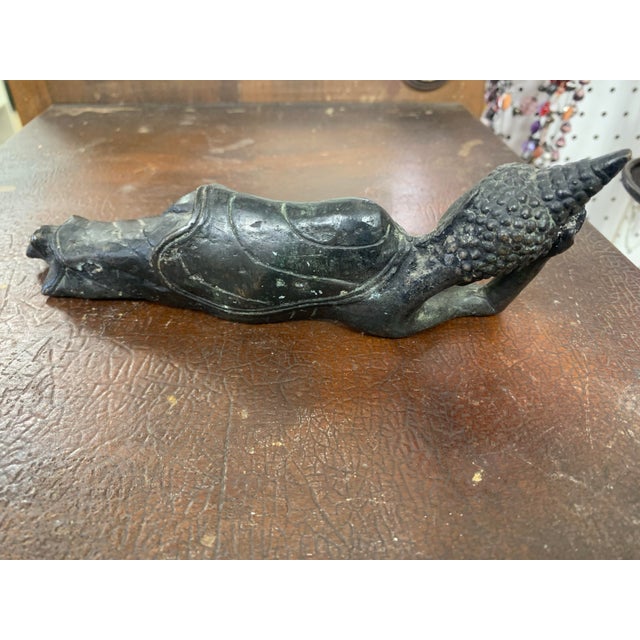 Mid 20th Century Vintage Reclining Buddha Bronze Sculpture For Sale - Image 5 of 10