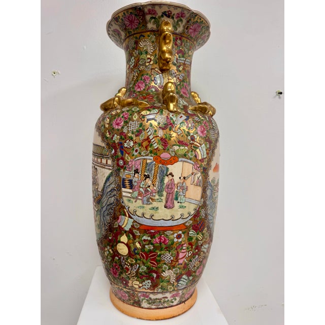 Chinese Large Vintage Chinese Famille Rose Style Porcelain Vase, Mid to Late 20th Century For Sale - Image 3 of 12