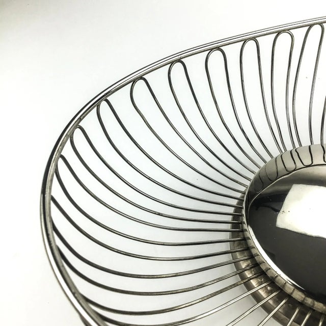 Silver Silver Plated Oval Wire Fruit Basket For Sale - Image 8 of 8
