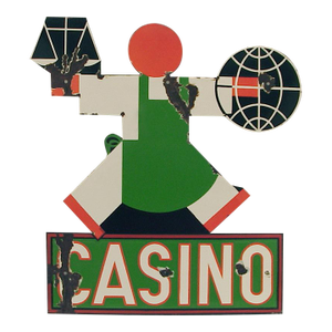 "Casino" Enamel Art Deco Sign, Design by Cassandre, French Artist