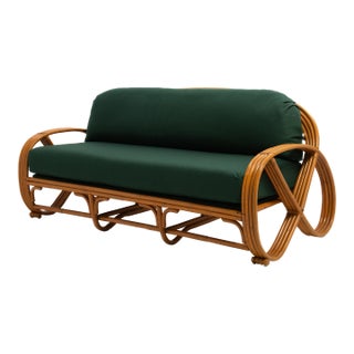 Mid Century Pretzel Sofa Four Strand Pretzel Rattan Sofa After Paul Frankl Knoll Fabric For Sale