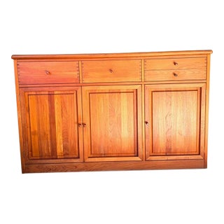 Mid-Century Danish Solid Teak Sideboard Credenza Attributed to Nissen & Gehl For Sale