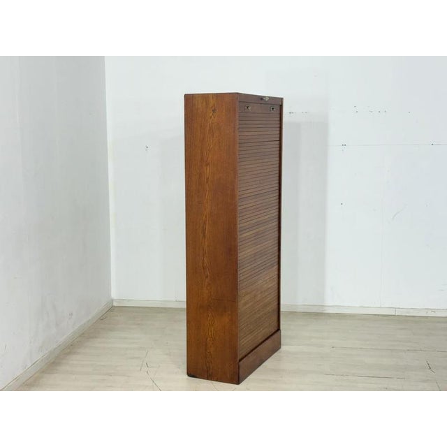 Large Mid-Century Oak Roll-Top Cabinet, 1960s For Sale - Image 9 of 13