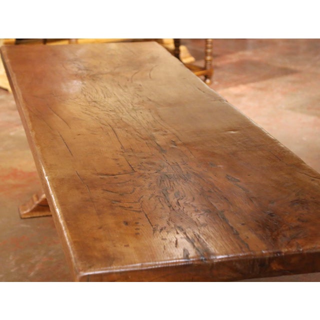 19th Century French Louis XIII Oak Refectory Monastery Table With One-Board Top For Sale - Image 4 of 9