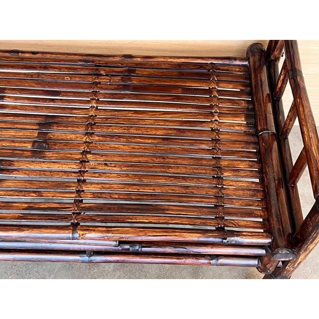 Mid 20th Century High backrest Bamboo Bench with leather ligatures in Style of Edizioni Molto For Sale - Image 13 of 18