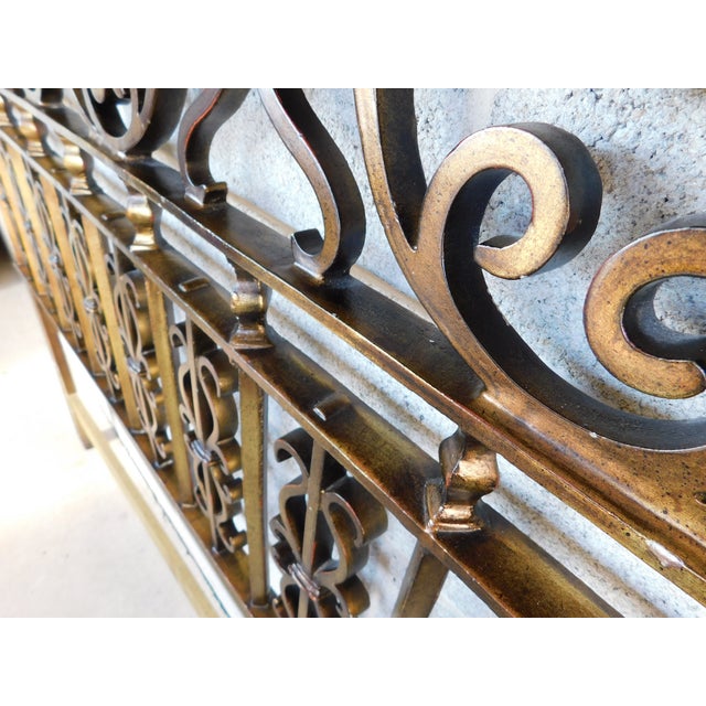 Vintage Italian Regency Wrought Iron Gilt Overlay King Size Headboard For Sale - Image 11 of 12