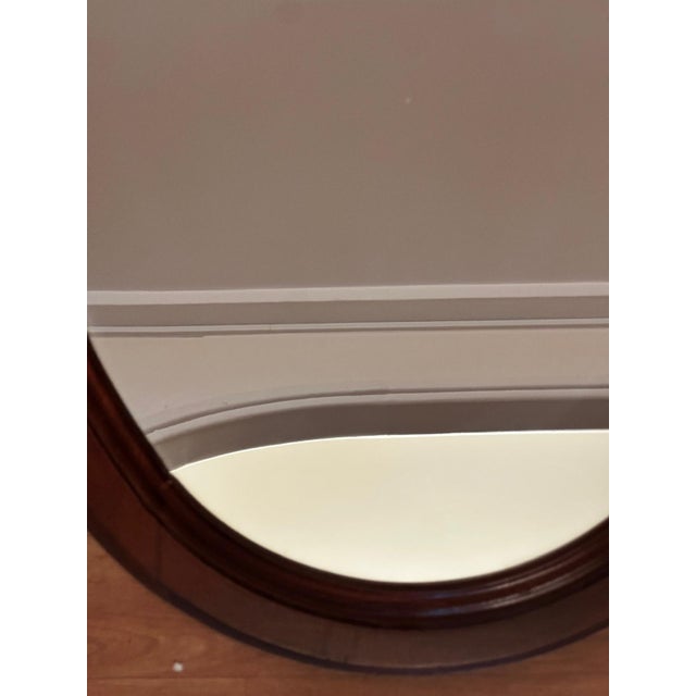 Vintage Oval Mirror in Stained Wood, 1970s For Sale - Image 6 of 17