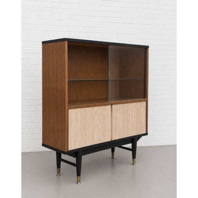 Mid Century Modern Display Cabinet | Walnut & Melamine Bookcase by Berry Furniture, Made in England, C. 1960’s For Sale - Image 10 of 15