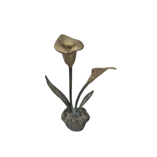 Vintage Brass Lily Flower Candle Holder For Sale - Image 14 of 18