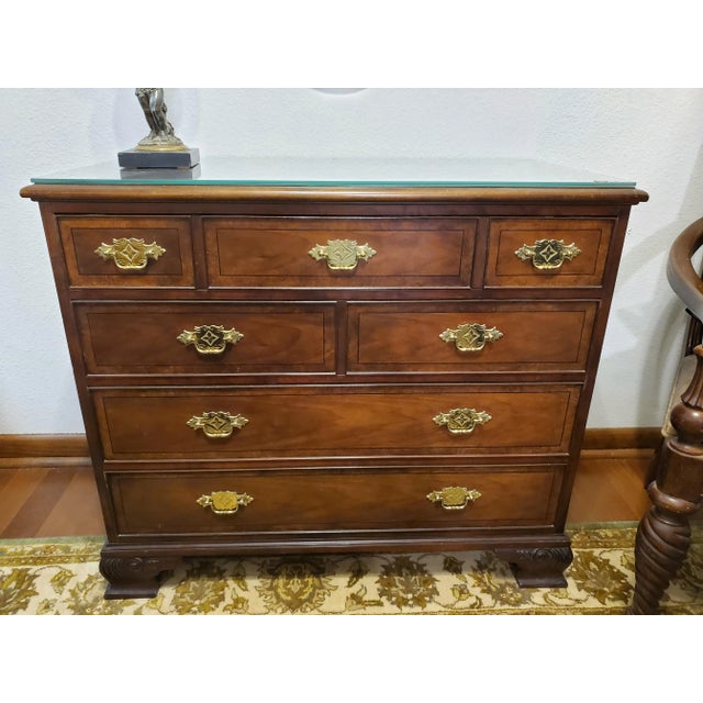 1990s Baker Historic Charleston Bachelor Chest and Mirror - Set of 2 for $900 For Sale - Image 5 of 9