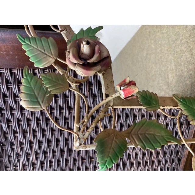 French Wrought Iron Mirror with Roses, 1970s For Sale - Image 6 of 18