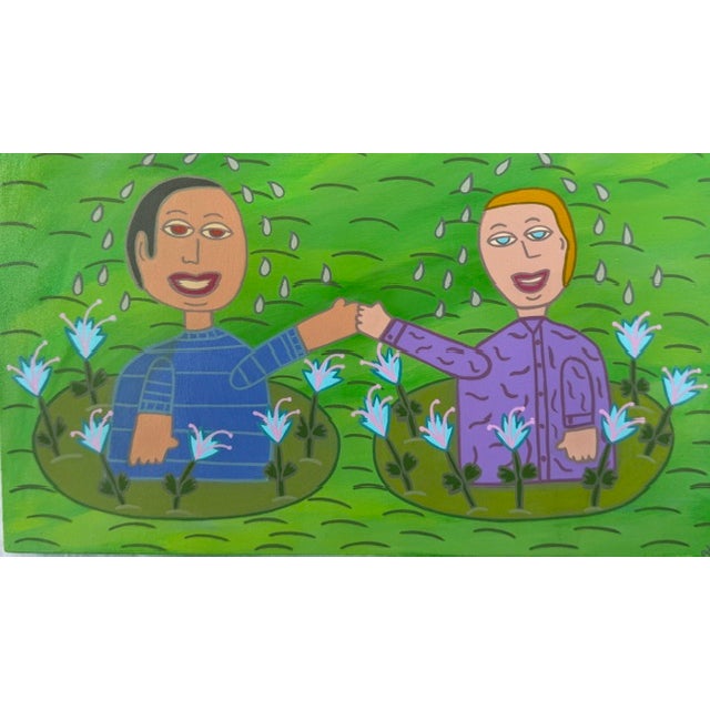 2020s Original Acrylic Folk Art Painting From Renowned Key West Artist 'Just Us' For Sale - Image 5 of 9