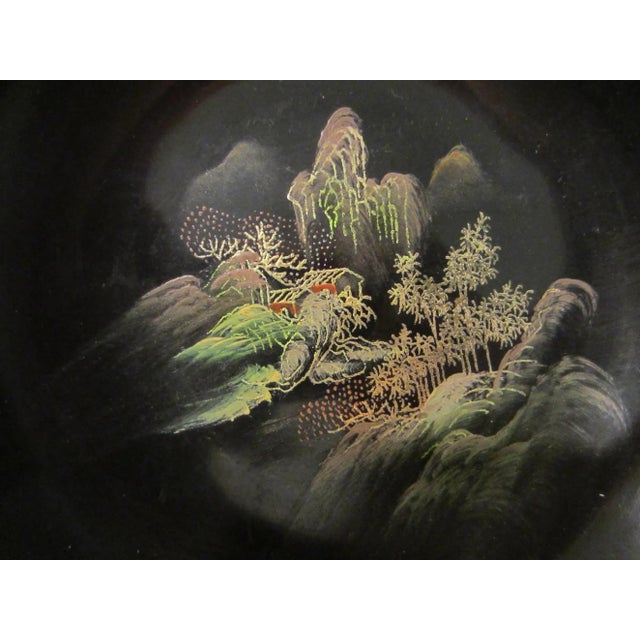 Antique Chinoiserie Black and Gold Hand Painted Lacquer Tea Set- 18 Pieces For Sale - Image 12 of 17