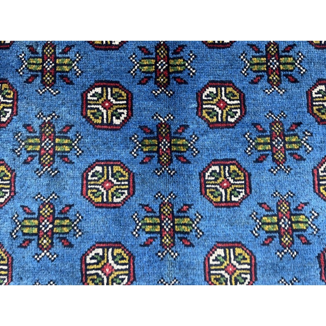 Textile 5'1" X 6'5" Blue Turkmen Mori Gul Geometric Rug For Sale - Image 7 of 17
