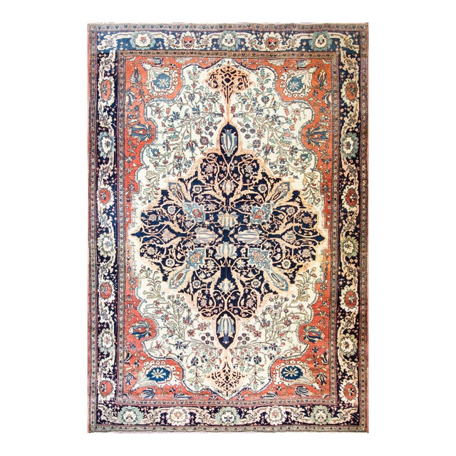 Antique Persian Sarouk Feraghan Carpet, 8'6" × 11'10" For Sale