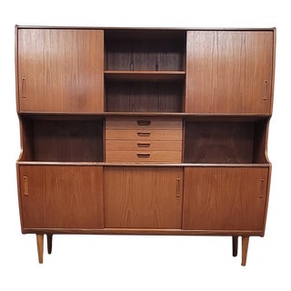 1960s Danish Teak Highboard Cabinet Vintage Mid-Century Poul M Jessen For Sale