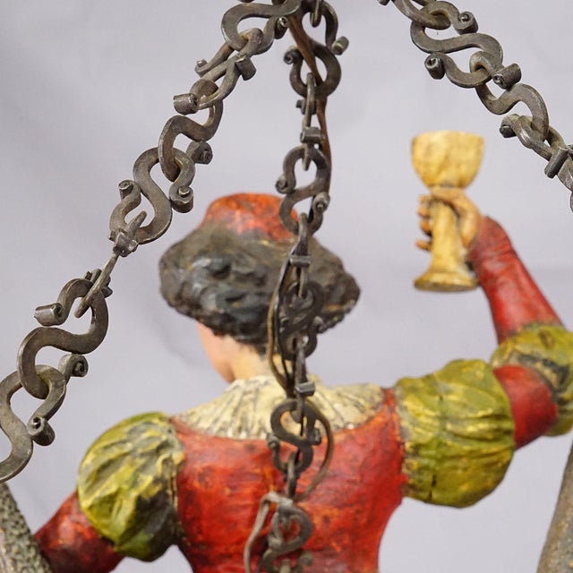 Wooden Carved Lusterweibchen of a Medieval Noble Lady Ca. 1900 For Sale - Image 9 of 12