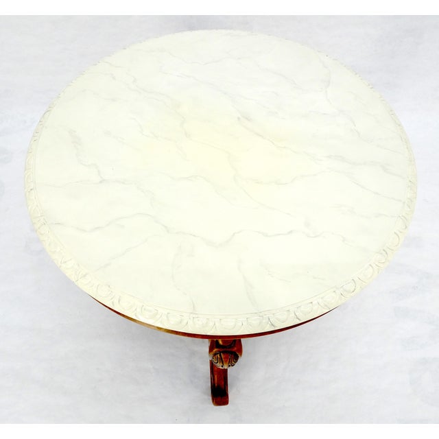 Fine Carved Wood Base Marble Top 31” Diameter Gueridon Center Table Widdicomb For Sale - Image 9 of 18