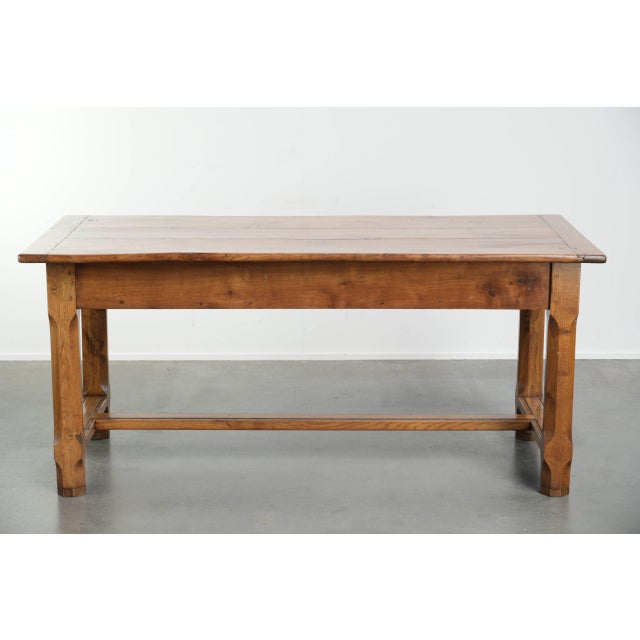 Antique 18th Century French Dining Table with Fruitwood Top and Oak Base For Sale - Image 5 of 14