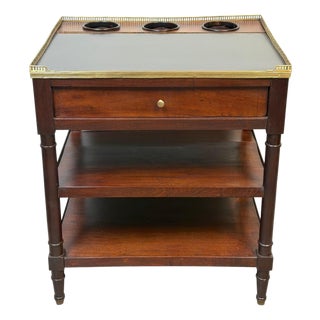 French Louis Philippe Mahogany Wine Service Table with Slate Top & Brass Gallery For Sale