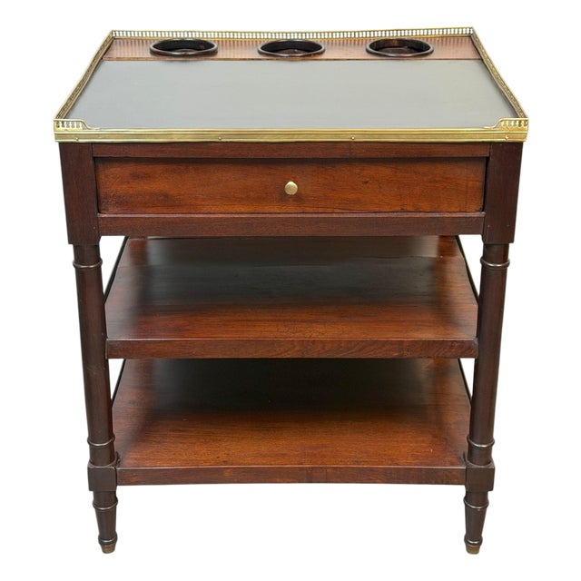 French Louis Philippe Mahogany Wine Service Table with Slate Top & Brass Gallery For Sale
