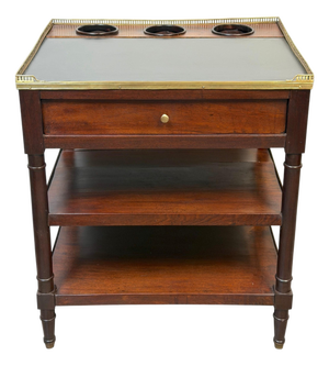 French Louis Philippe Mahogany Wine Service Table with Slate Top & Brass Gallery