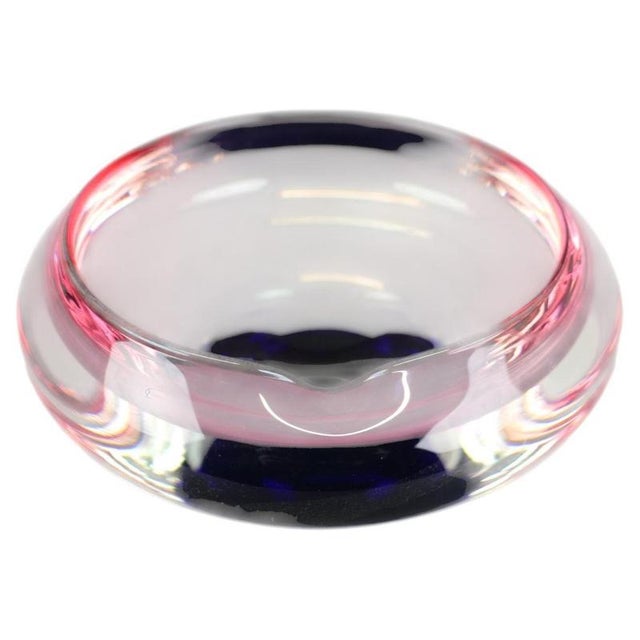Czech Pink and Blue Sommerso Glass Ashtray from Hospodka, 1960s For Sale - Image 9 of 9