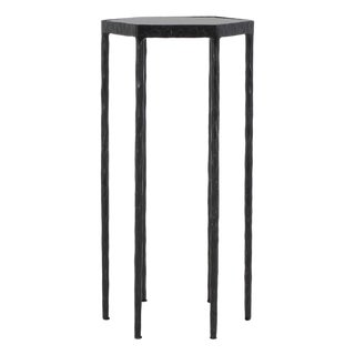 Galvin Marble Top Drink Table in Black with Black Marble Top For Sale