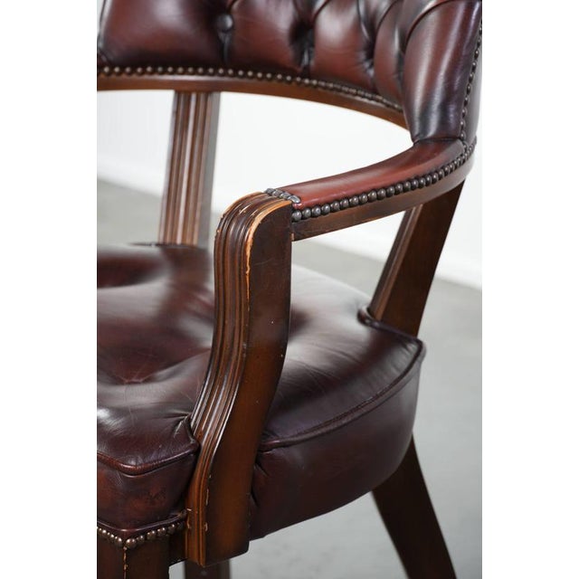 English Style Dark Brown Cowhide Chesterfield Chairs, Set of 2 For Sale - Image 14 of 15