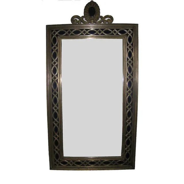 Art Deco 1900s Oscar Bach Bronze With Cobalt Mirror For Sale - Image 3 of 3