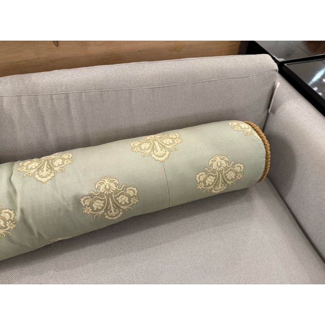 Bespoke Embroidered Damask Long Bolster Pillow For Sale - Image 11 of 12