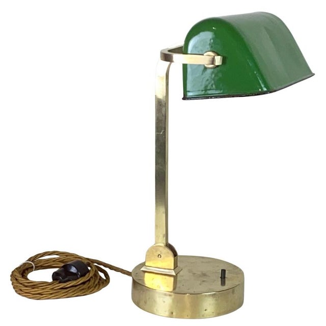 Art Deco Banker Table Lamp, Former Czechoslovakia, 1920s For Sale - Image 3 of 17