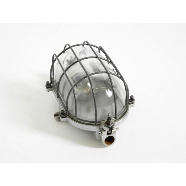 Silver Large Vintage Factory Lamp in Cast Aluminum and Glass, 1950s For Sale - Image 8 of 18