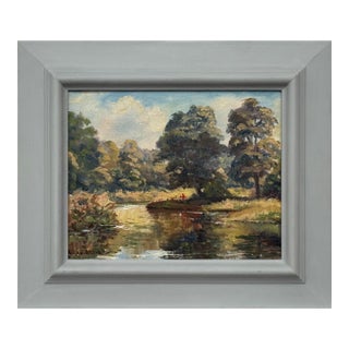 Figures in a Forest by a River Bank in Northern Ireland by 20th Century Artist 1980 Circa For Sale