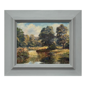 Figures in a Forest by a River Bank in Northern Ireland by 20th Century Artist 1980 Circa