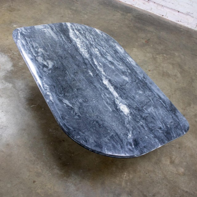 Slate Gray Late 20th Century Scandinavian Post Modern Coffee Table Marble Cat Eye Top by Bendixen Designs Made in Denmark For Sale - Image 8 of 18