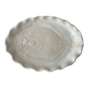 1990s Leo & Karin Villaroman Charlestowne Porcelaine Pottery Flounder Fish Plate