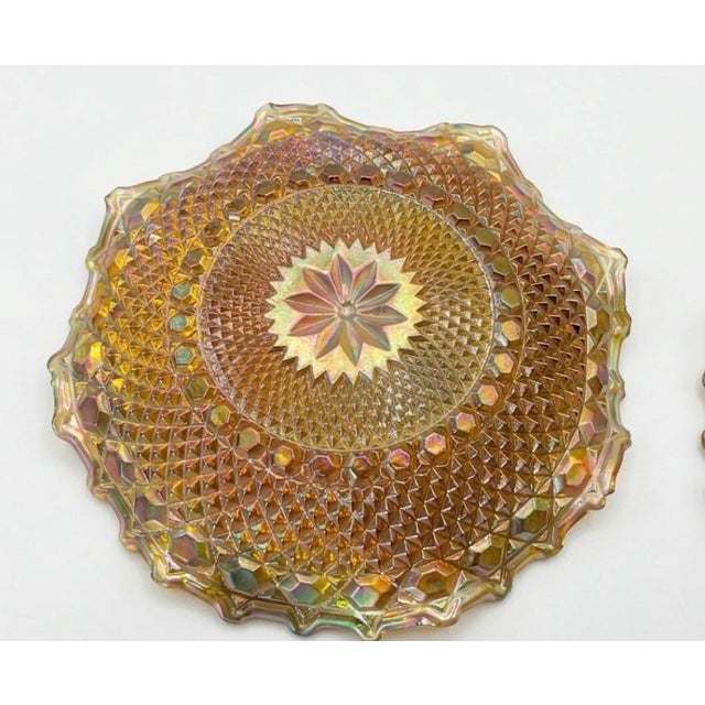 Contemporary Indiana Tiara Glass Marigold Iridiscent Carnival Decorative Plate For Sale - Image 3 of 4