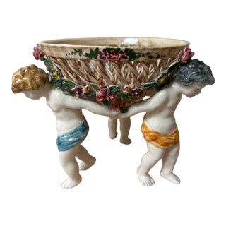 Vintage Italian Cupid Basket Weave Bowl For Sale