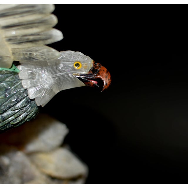 Gemstone Large Majestic Rock Crystal Quartz Eagle Gemstone Sculpture For Sale - Image 7 of 12